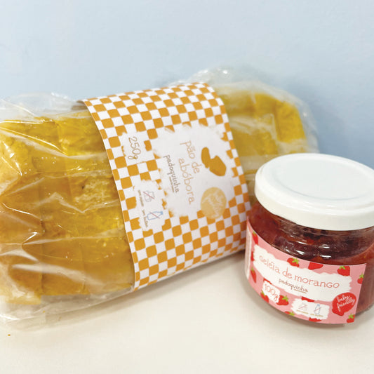 Combo Pãozinho de abóbora e geléia de morango